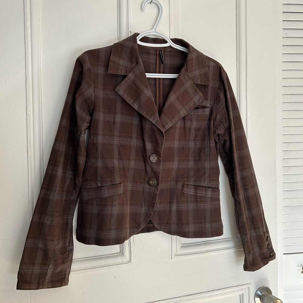 NAF NAF Brown Plaid Blazer
